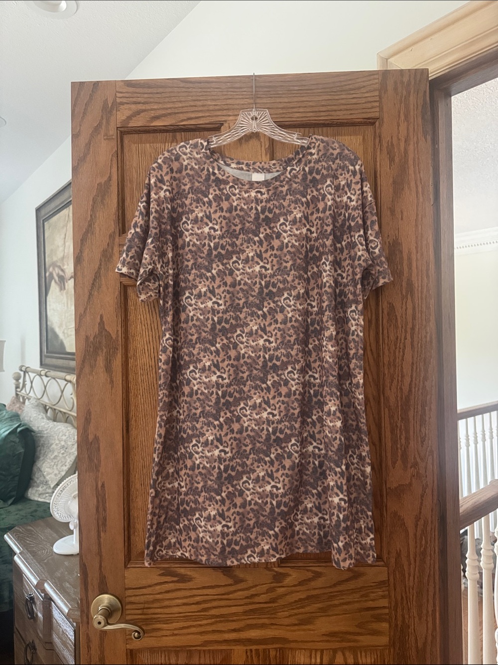 Southern Grace Brown Leopard Print Short Sleeve Dress